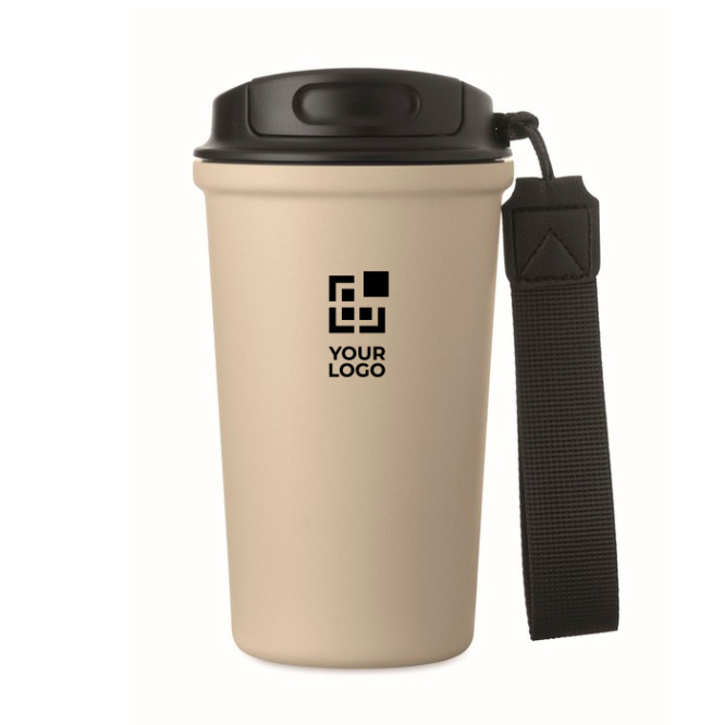 Thermobecher aus recyceltem Edelstahl mit Griff und Auslaufschutz 400 ml