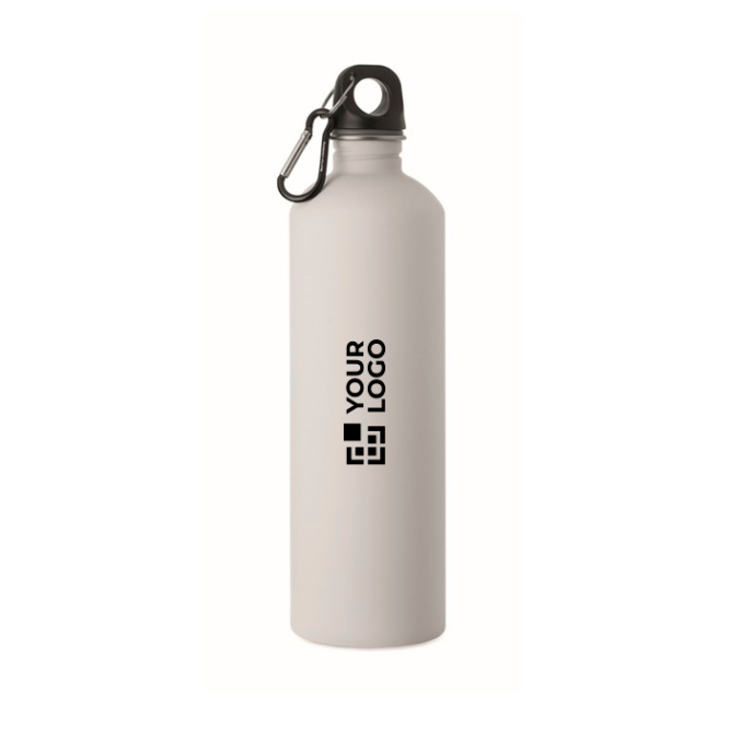 Flasche aus recyceltem Edelstahl mit gummierter Oberfläche und Karabiner 750 ml