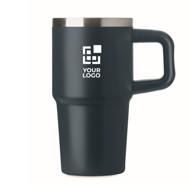 Thermobecher aus recyceltem Edelstahl mit Deckel und Trinkhalm 500 ml