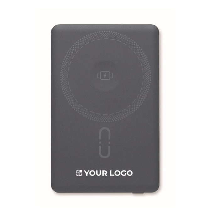 Magnetische Powerbank aus recyceltem Aluminium mit Kabel und Ring, 5.000 mAh
