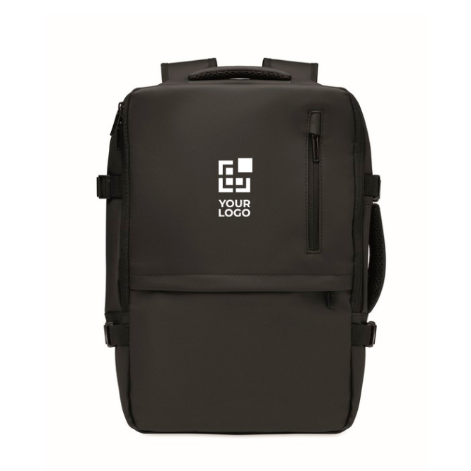 Erweiterbarer Rucksack aus RPET 600D mit Fächern und Trolleyband 20 L