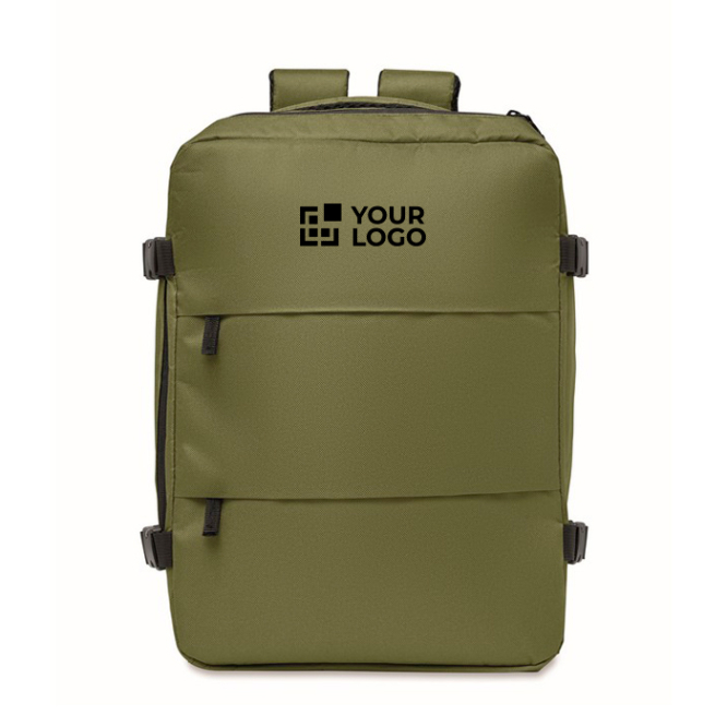 Erweiterbarer Kabinenrucksack aus RPET 600D mit mehreren Taschen 20 L
