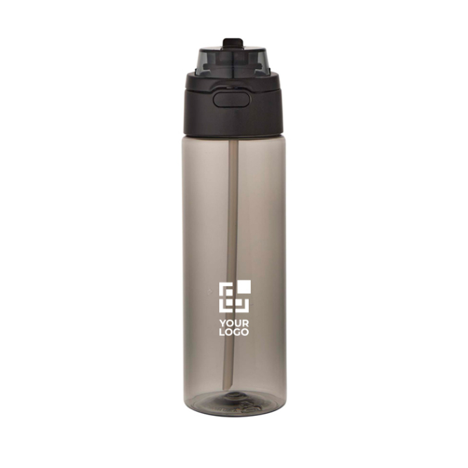 Trinkflasche mit integriertem Trinkhalm und auslaufsicherem Druckknopfdeckel, 700 ml