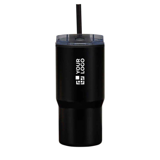 Doppelwandiger Thermobecher mit auslaufsicherem Deckel und Trinkhalm, 540 ml