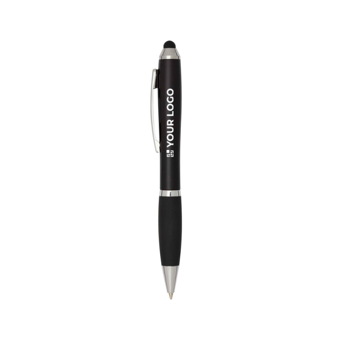 Drehkugelschreiber mit Touchpen und weicher Griffzone, schwarze Tinte