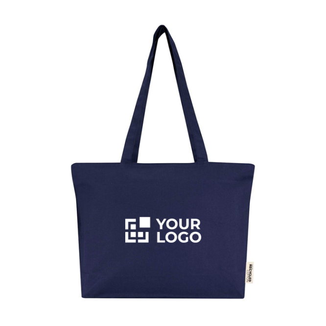 Baumwolltasche mit Reißverschluss und langen Henkeln, 320 g/m²