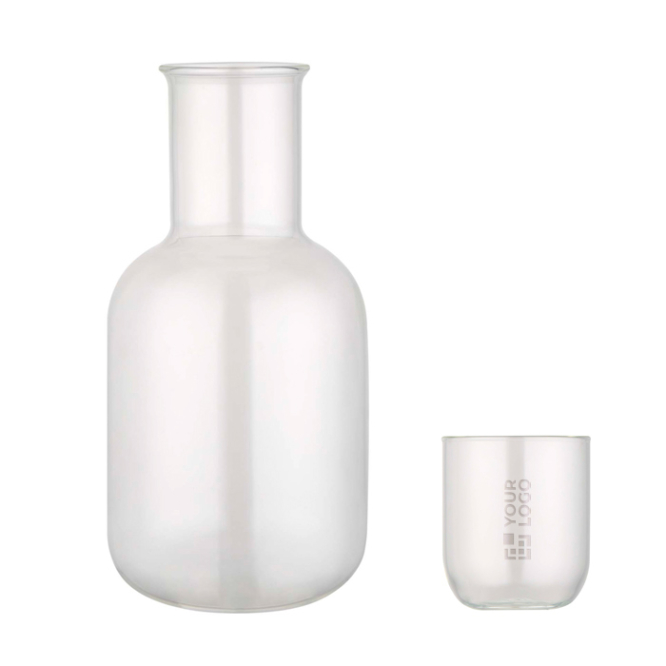 Glaskaraffe mit passendem Glas in matter Ausführung, ideal für Wasser