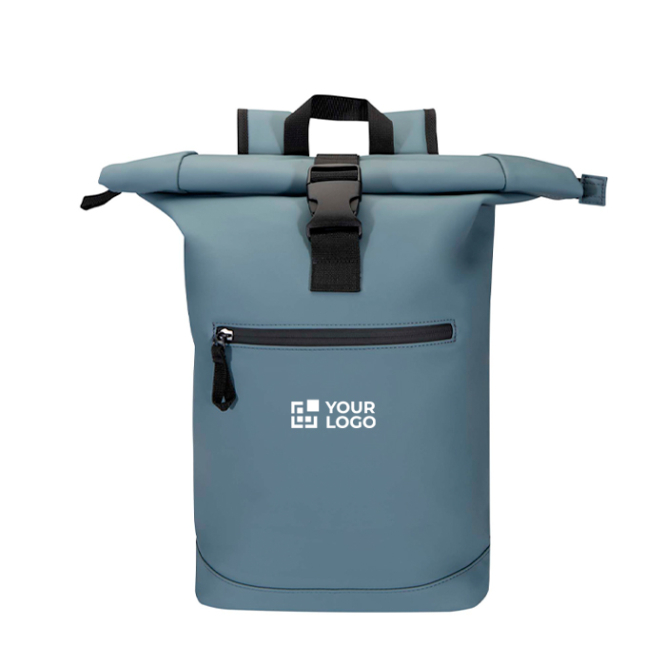 Wasserabweisender Rolltop-Rucksack aus Kunstleder für Laptop 15