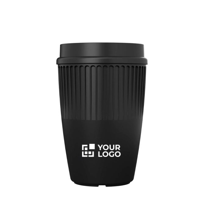 Wiederverwendbarer Becher mit 360°-Deckel und Isolierrand 350 ml