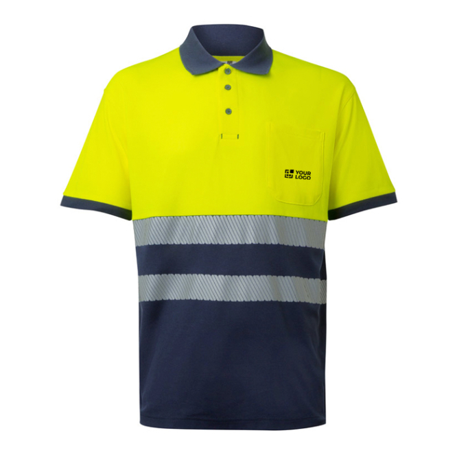 Zweifarbiges Kurzarm-Arbeits-Poloshirt aus Piqué, 150 g/m2 