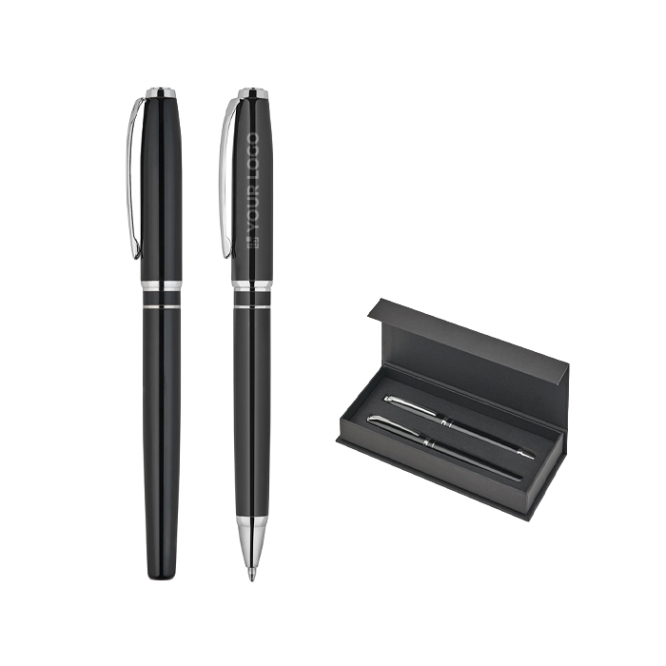 Premium-Schreibset mit Kugelschreiber und Rollerball in blauer Tinte