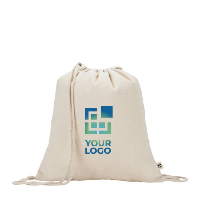 Turnbeutel aus recycelter Baumwolle in Naturfarbe, 180 g/m2