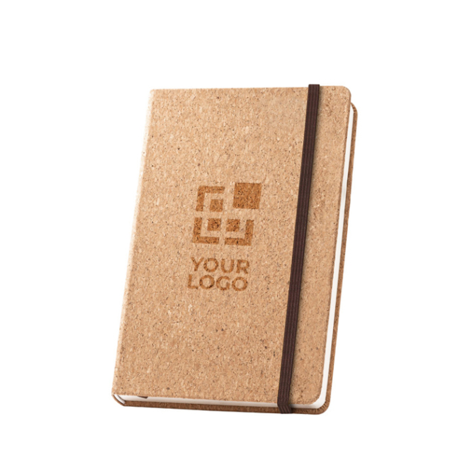 Kork-Notizbuch mit Gummiband und Stifthalter, blanko, A5