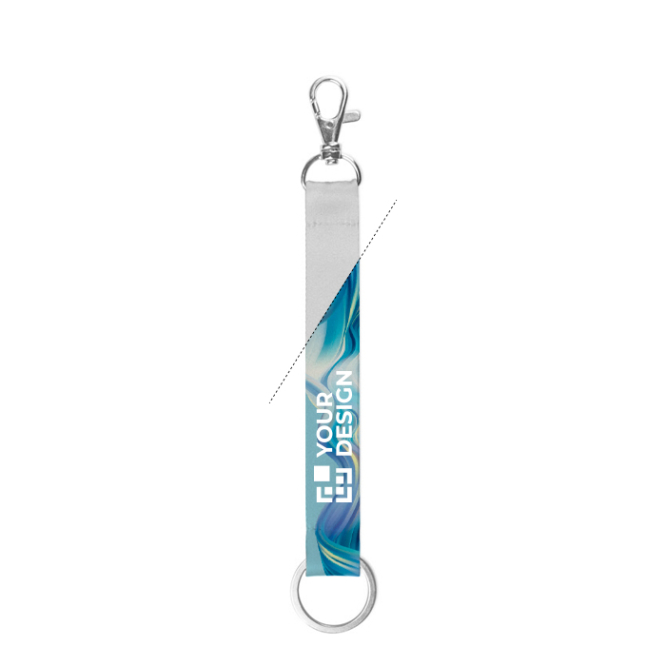 Kurzes Lanyard aus recyceltem Polyester mit Ring und Karabiner 2 x 1,5cm