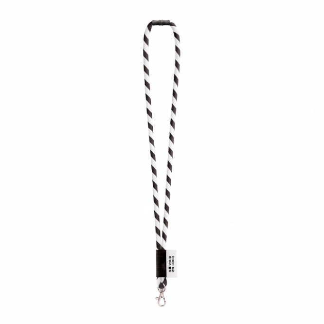 Rundkordel-Lanyard aus Polyamid mit Karabinerhaken und sublimierbarem Etikett