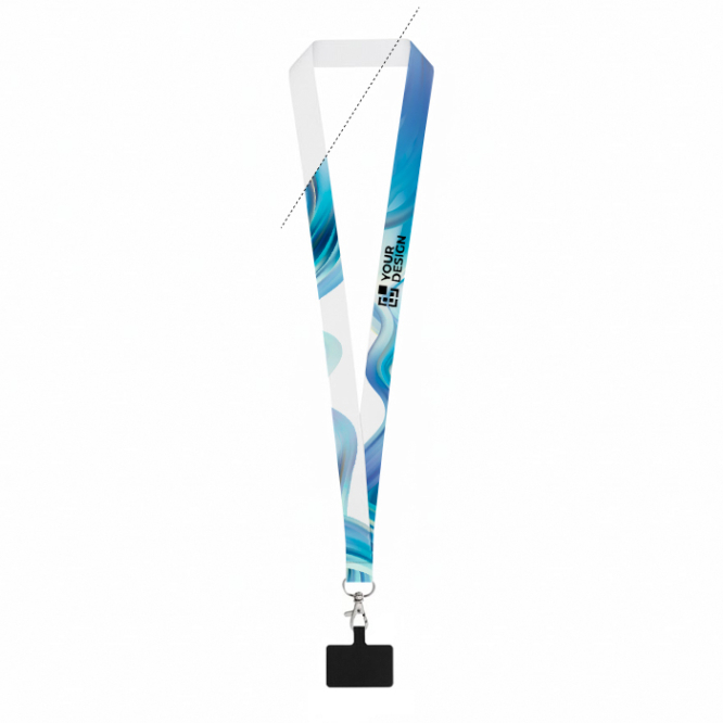 Sublimiertes Polyester-Lanyard mit Karabinerhaken und Handyhalter 2 cm