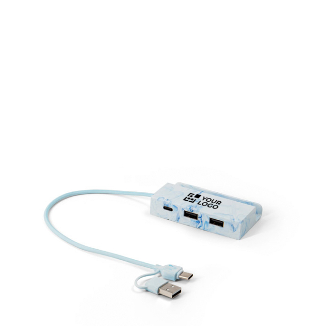 USB-Hub mit Wasserformen und 4 Anschlüssen mit Handyhalterung
