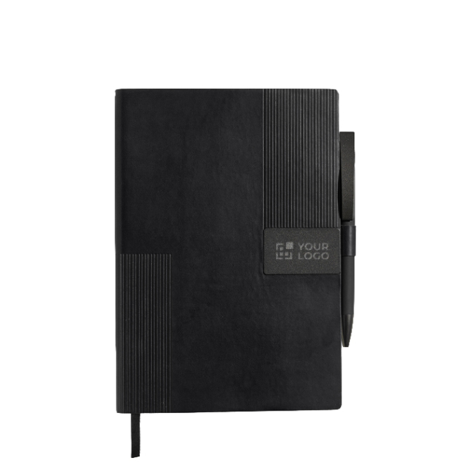 A5-Softcover-Notizbuch aus Kunstleder und Stift, liniert