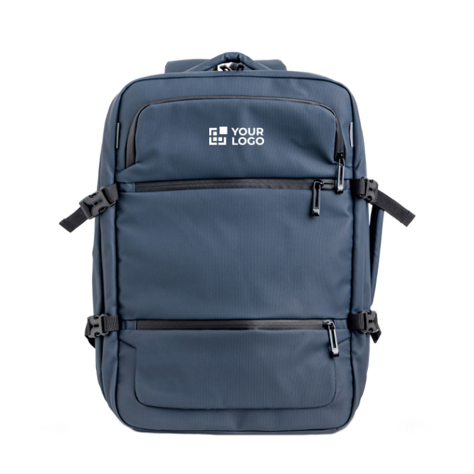 Erweiterbarer Rucksack mit Reißverschlüssen und Trolley-Gurt, 15,6