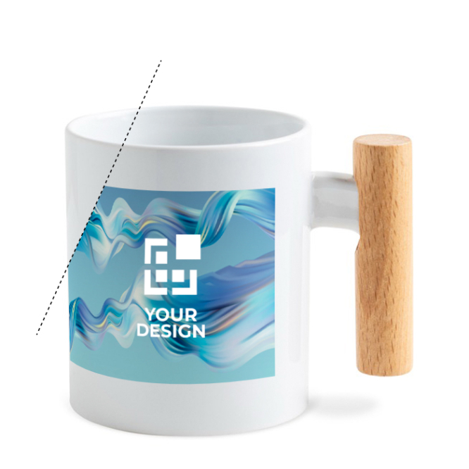 Keramiktasse mit Holzgriff, ideal für Sublimierung, 325 ml