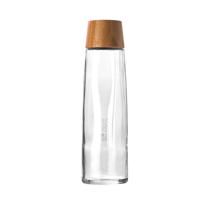 Nachhaltige Premium-Glasflasche mit Bambusdeckel, 750 ml