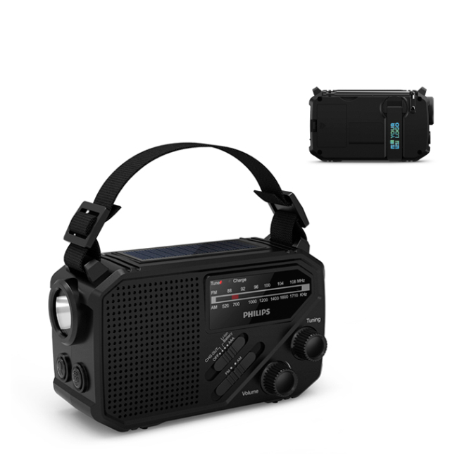 Notfallradio aus ABS-Kunststoff mit Taschenlampe und Alarm Philips