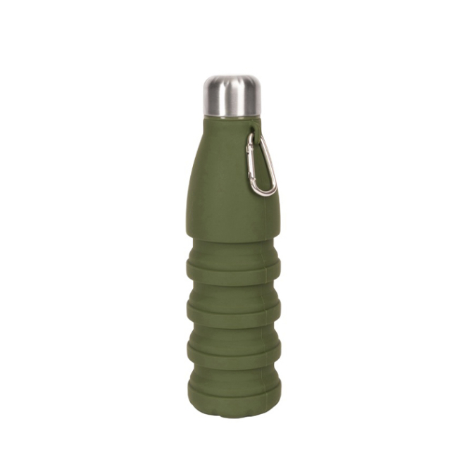 Faltbare BPA-freie Silikonflasche mit Karabiner, 550 ml Ansicht mit Druckbereich
