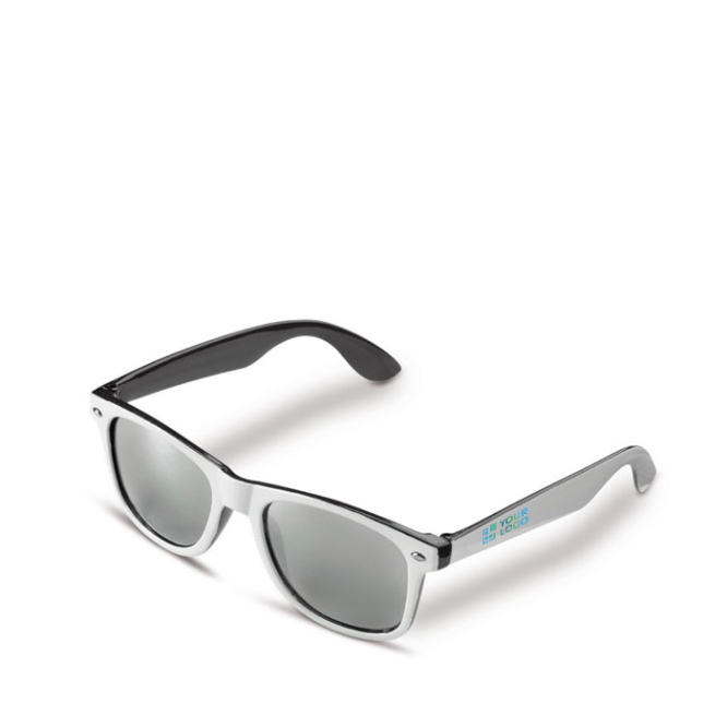 Zweifarbige Sonnenbrille mit farbigem Rahmen und UV400-Schutz Ansicht mit Druckbereich