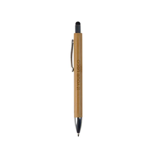 Bambusstift mit farbigem Touchpen für Touchscreens, blaue Tinte Ansicht mit Druckbereich