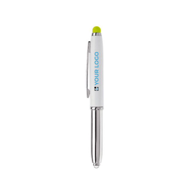 Kugelschreiber mit Lampe und mit Touchpen in vielen Farben Ansicht mit Druckbereich