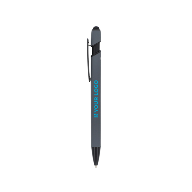 Kugelschreiber recycelt aus Alu, Softtouch, Stylus, blau