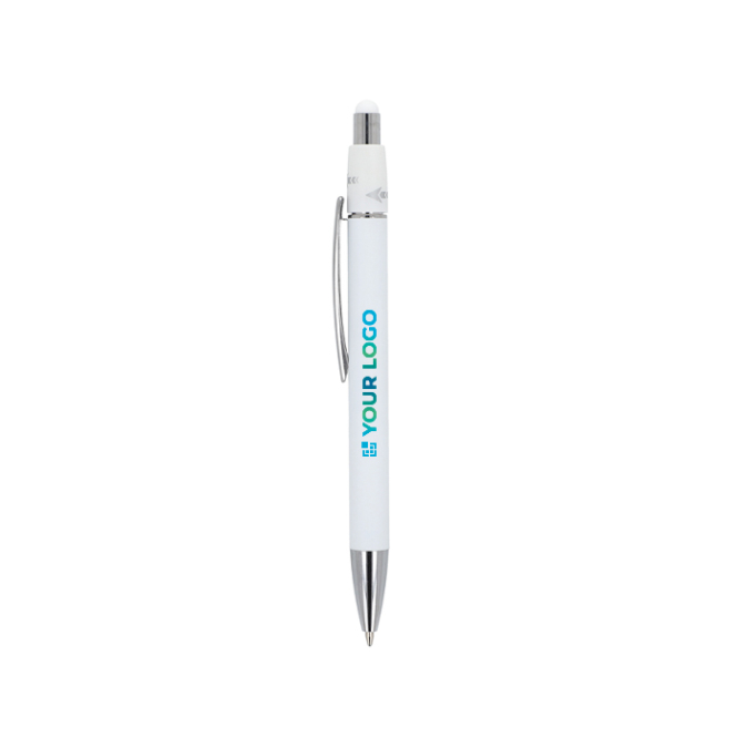 Drehkugelschreiber aus Aluminium mit Clip, blaue Tinte