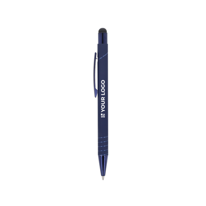 Kugelschreiber mit Touchspitze und Metallclip, blaue Tinte
