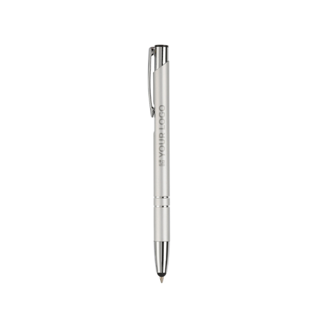 Alu-Kugelschreiber mit Touchpen-Spitze, blaue Tinte