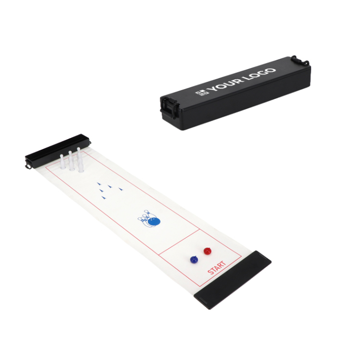 Tisch-Bowling-Set mit klappbarer Bahn und kompakter Aufbewahrungsbox