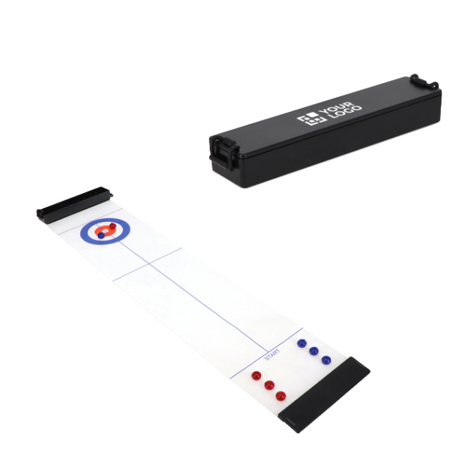 Kompaktes, tragbares Tisch-Curling-Spiel mit Aufbewahrungsbox
