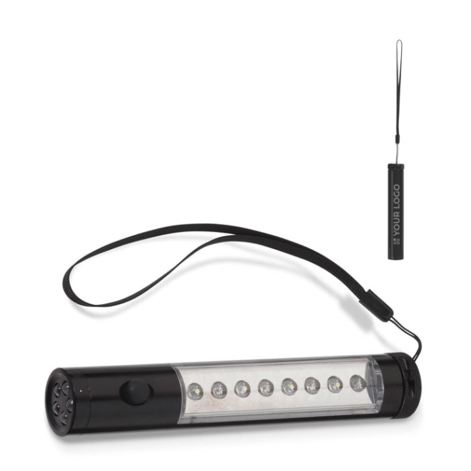 Aluminium-Taschenlampe mit kontinuierlichem oder blinkendem LED-Licht Ansicht mit Druckbereich