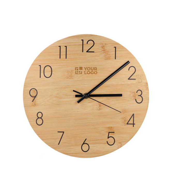 Minimalistische Wanduhr aus Bambus personalisierbar