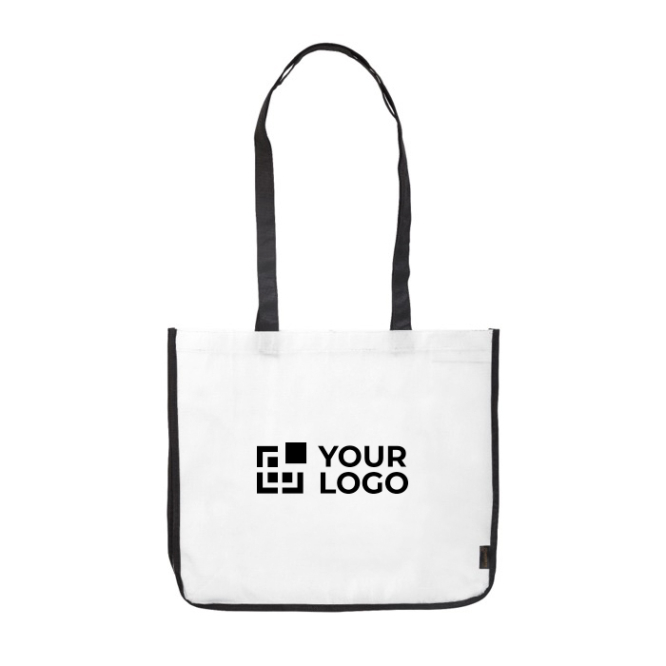 Bunte laminierte Vliesstofftasche mit weißen Seiten Ansicht mit Druckbereich