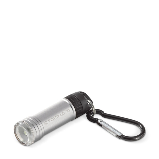 Aluminium-Taschenlampe mit Karabiner zum Aufhängen Ansicht mit Druckbereich
