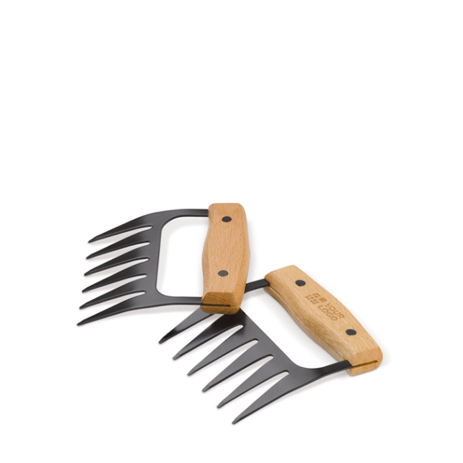 Fleischkrallen mit Holzgriff zum Zerreißen von Fleisch Ansicht mit Druckbereich