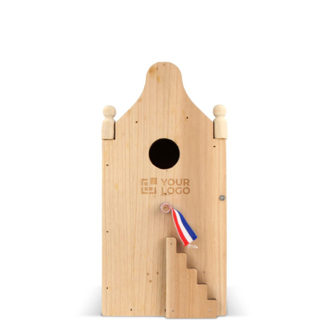 Holzhaus aus speziellem FSC-Holz für Vögel Ansicht mit Druckbereich