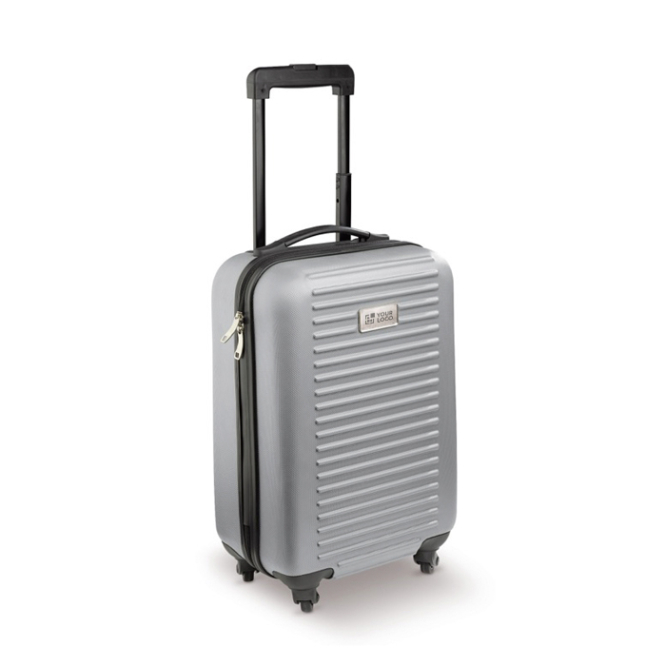 Trolley mit 4 Rädern mit Metallplatte für Logogravur Ansicht mit Druckbereich
