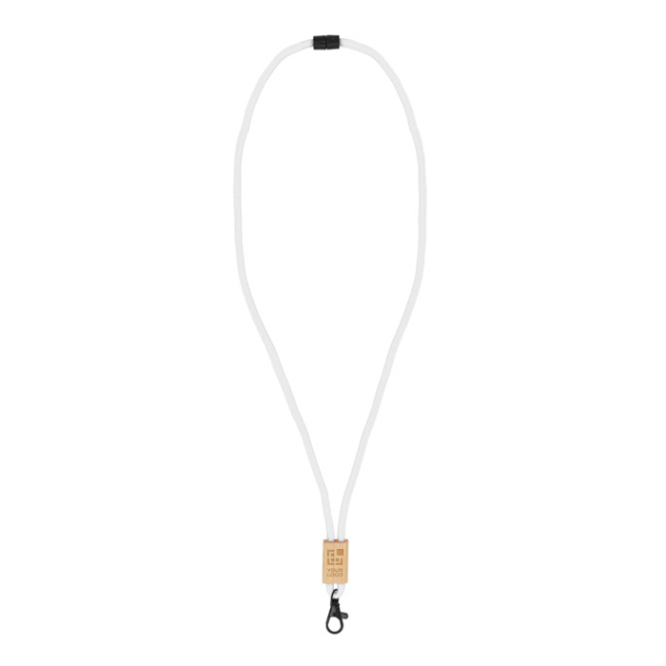Farbiger RPET-Lanyard mit Bambusdetail zum Bedrcken
