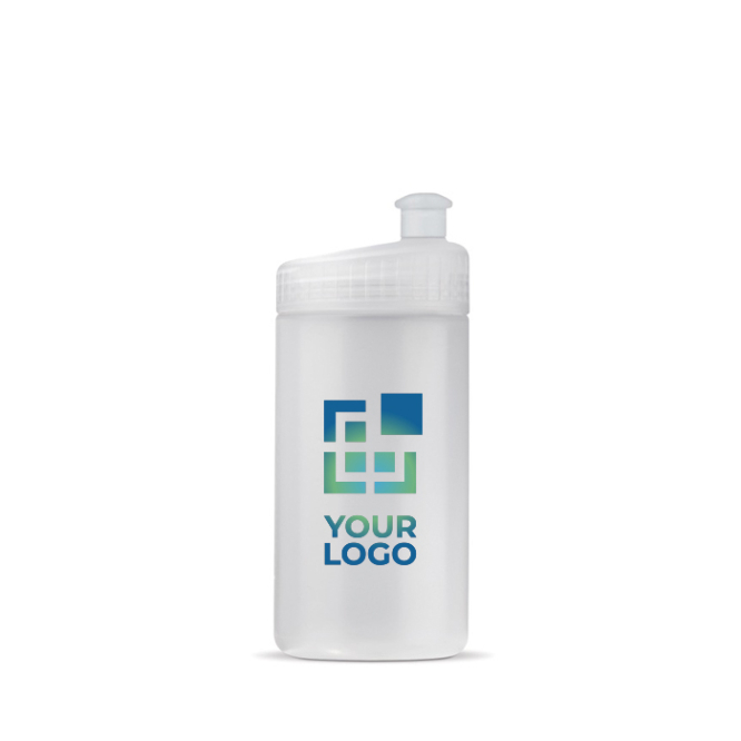 Sportflasche aus Kunststoff, BPA-frei und 100% auslaufsicher, 500 ml Ansicht mit Druckbereich