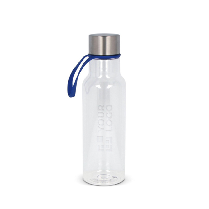 Transparente RPET-Flasche mit Gummitrageschlaufe, 600 ml Ansicht mit Druckbereich