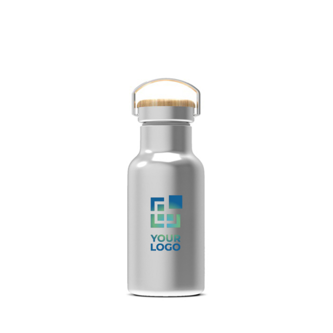 Thermosflasche mit Pulverbeschichtung und Henkel, 350 ml Ansicht mit Druckbereich