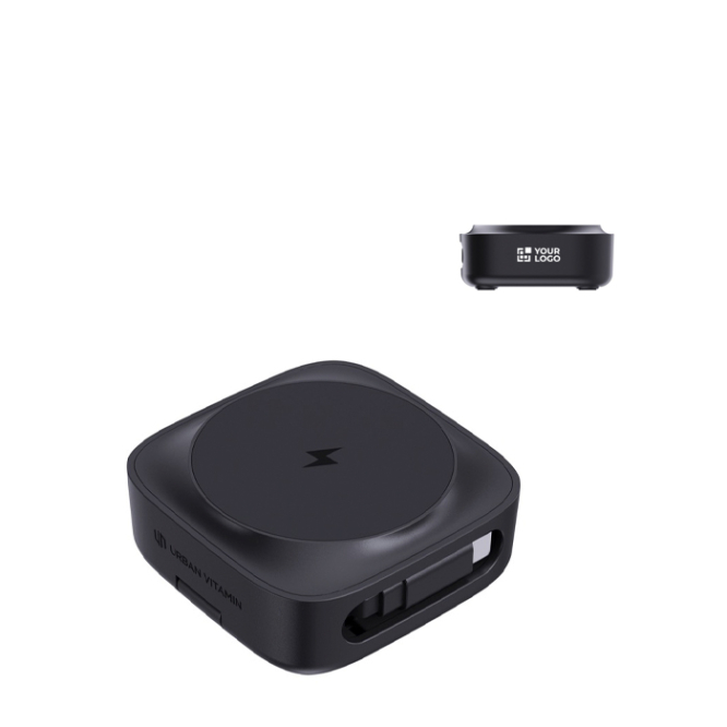 Kabelloses 2-in-1 Ladegerät 15W, magnetisch mit USB-C Kabel einziehbar