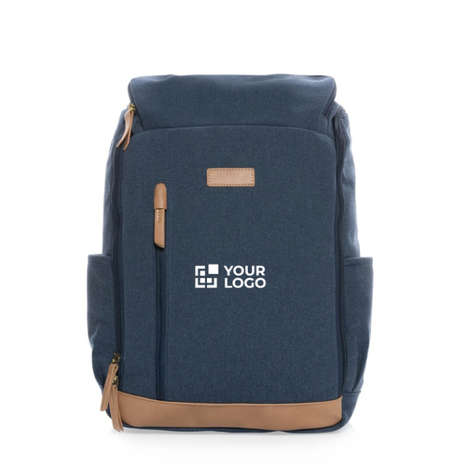 Laptop-Rucksack aus recyceltem Material Ansicht mit Druckbereich