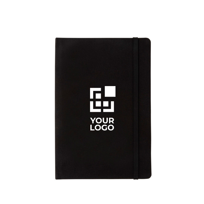 Notizbuch aus recycelten Materialien mit Gummiband